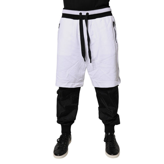 Dolce & Gabbana Black White Cotton Layered Sweatpants Pants