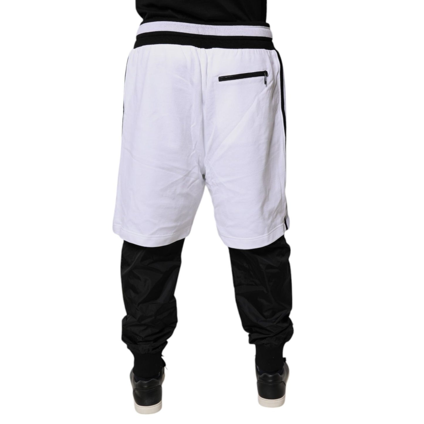 Dolce & Gabbana Black White Cotton Layered Sweatpants Pants