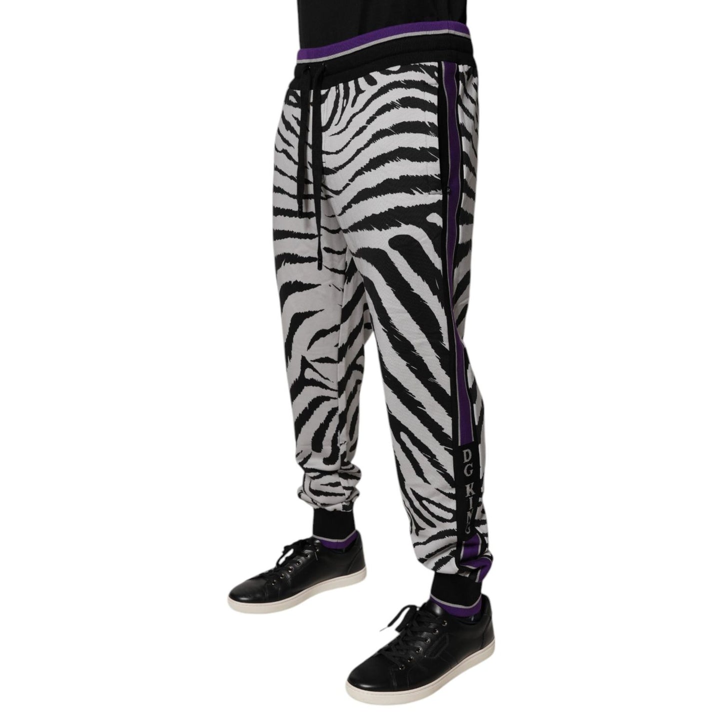 Dolce & Gabbana Black White Zebra Men Jogger Sweatpants Pants