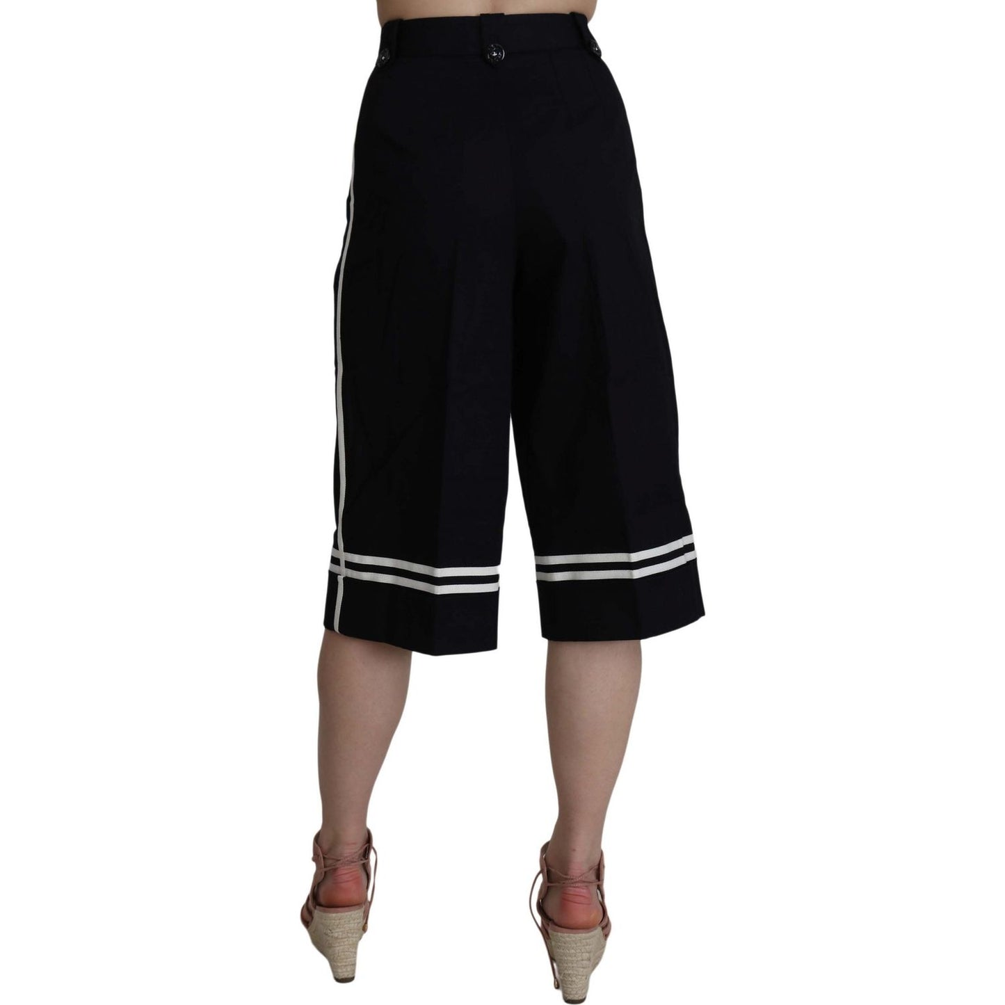 Dolce & Gabbana Black Cotton Cropped Embellished Pants Jeans & Pants