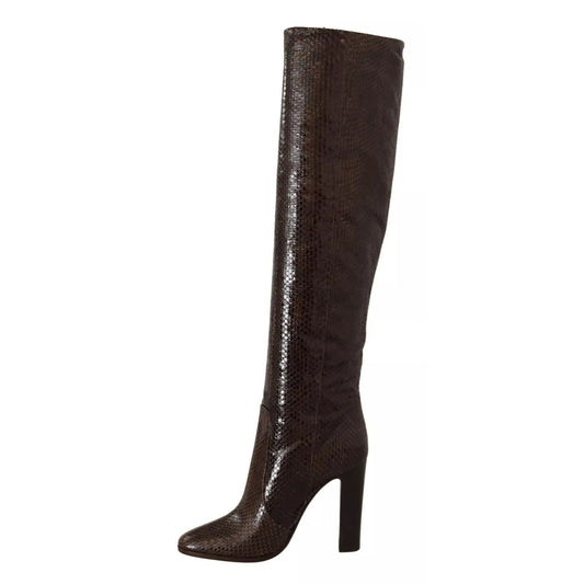 Dolce & Gabbana Brown Exotic Leather Heels High Boots Shoes LA9036-41