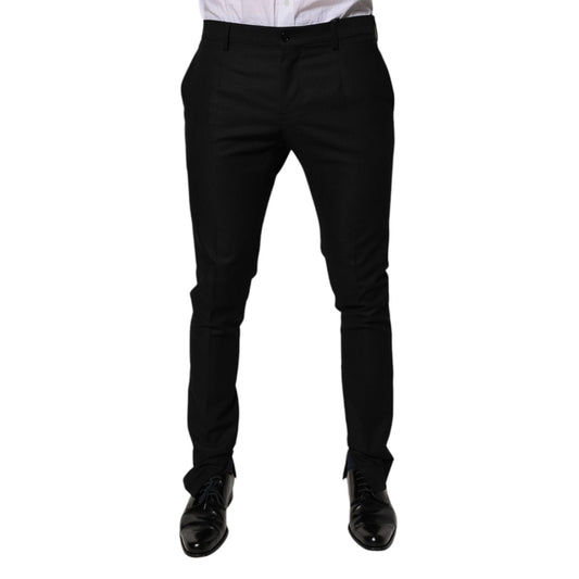 Dolce & Gabbana Black Virgin Wool MenSkinny Dress Formal Pants PAN75048-50