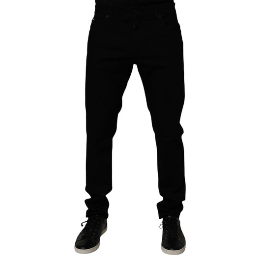 Dolce & Gabbana Black Cotton Stretch Slim Fit Men Denim Jeans PAN75191-52