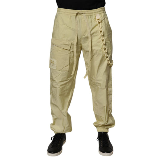 Dolce & Gabbana Yellow Nylon Cargo Chain Men Jogger Pants PAN75193-48