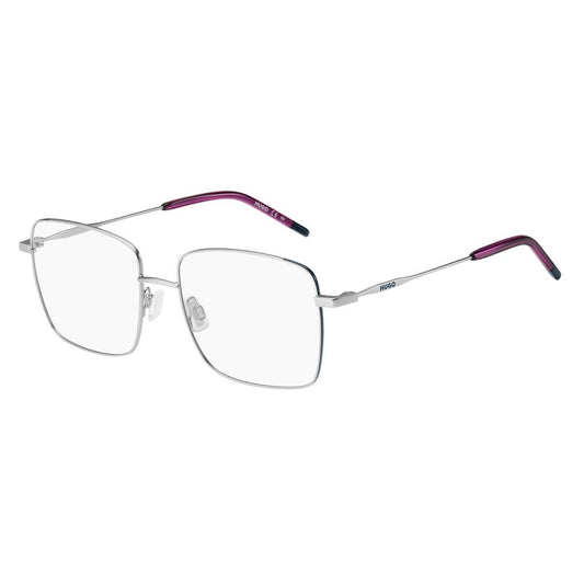 Hugo Boss Silver Metal Frames with matte silver finish and purple temple tips, model HG-1217-B6B, lens/bridge/temple size 54/17/140mm.
