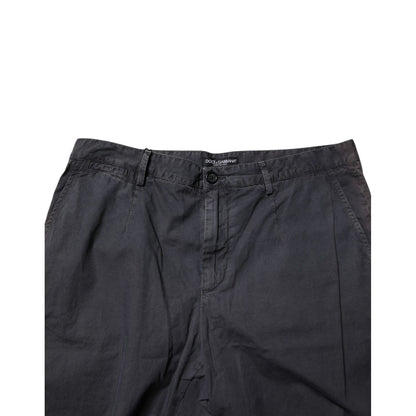 Dolce & Gabbana Dark Gray Cotton Mid Waist Men Bermuda Shorts
