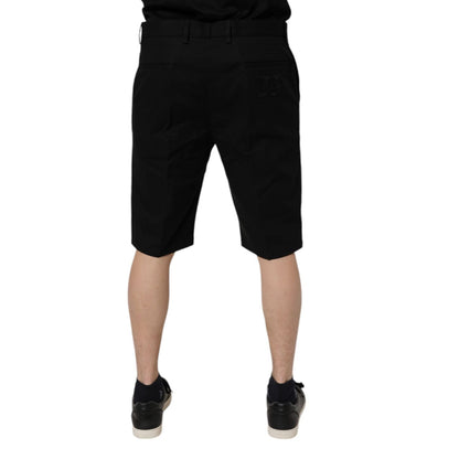 Dolce & Gabbana Black Cotton Stretch Mid Waist Bermuda Shorts
