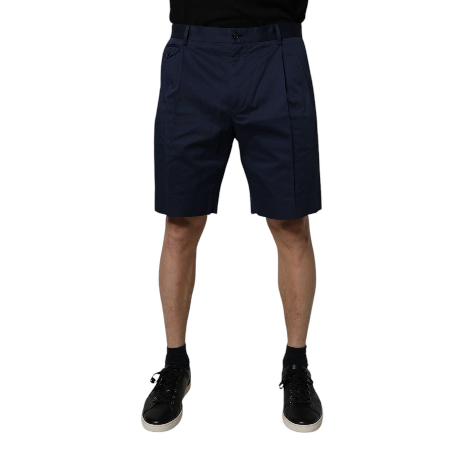 Dolce & Gabbana Dark Blue Cotton Mid Waist Men Bermuda Shorts