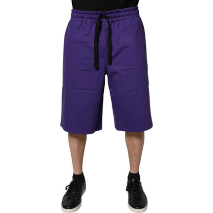 Dolce & Gabbana Purple Cotton Men Bermuda Sweatshorts Shorts