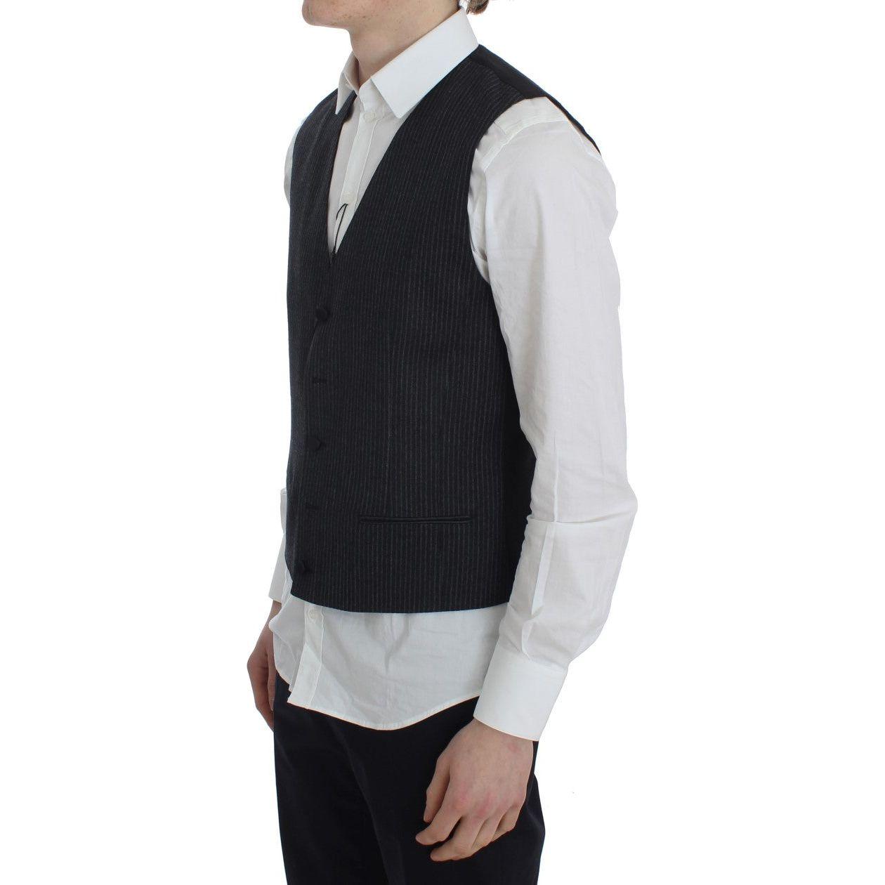 Dolce & Gabbana Gray Striped Formal Vest NOC10029-1