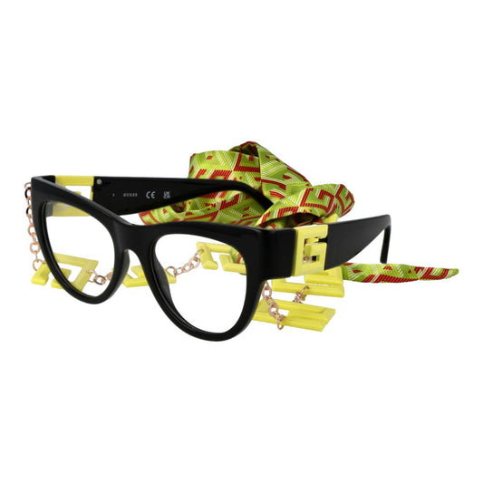 Guess Black Women Glasses Frame with Eyewear Chain and Cat Eye Style