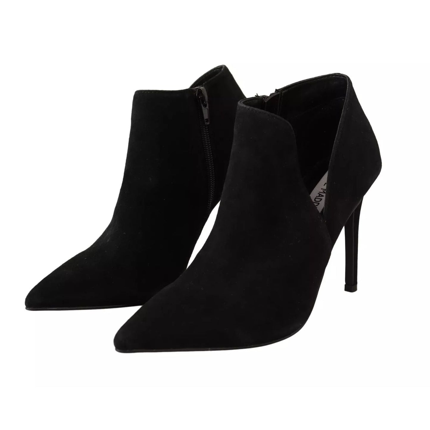 Steve Madden Black Suede Leather Stiletto Heels Boots Shoes