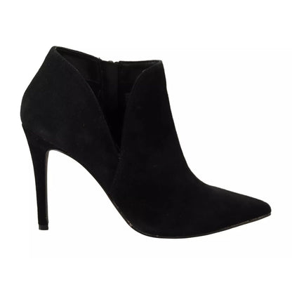 Steve Madden Black Suede Leather Stiletto Heels Boots Shoes