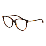Guess Brown Women Glasses Frame in acetate, cat eye style, full-rim with demo lenses, spring hinge, size 55-15-140.
