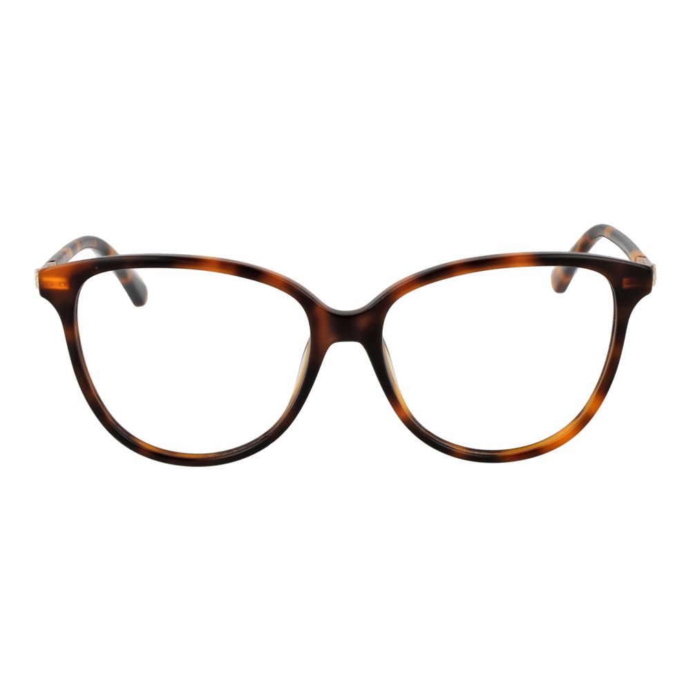 Guess Brown Women Glasses Frame in acetate with full-rim cat eye design, 55-15-140 size, spring hinge, and demo lenses.