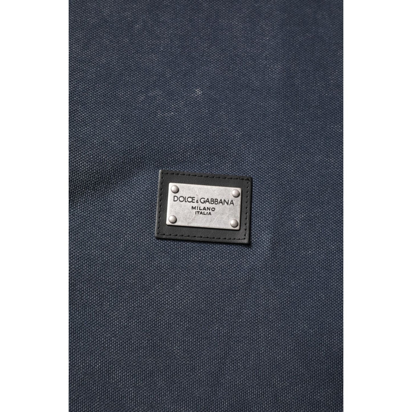Dolce & Gabbana Dark Blue Logo Plaque Cotton Men Polo Shirt T-shirt