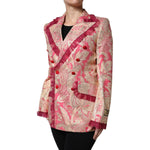 Dolce & Gabbana Pink Gold Jacquard Nylon Coat Blazer Jacket JKT41385-36
