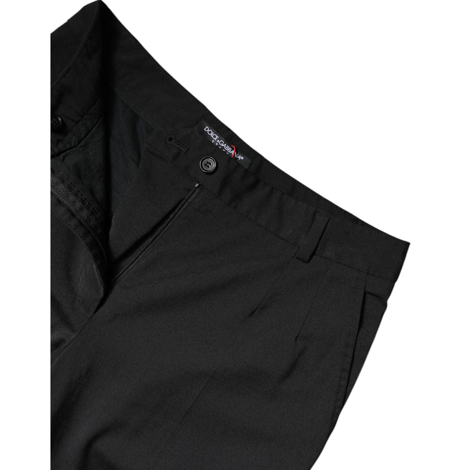 Dolce & Gabbana Black Polyester High Waist Slim Pants