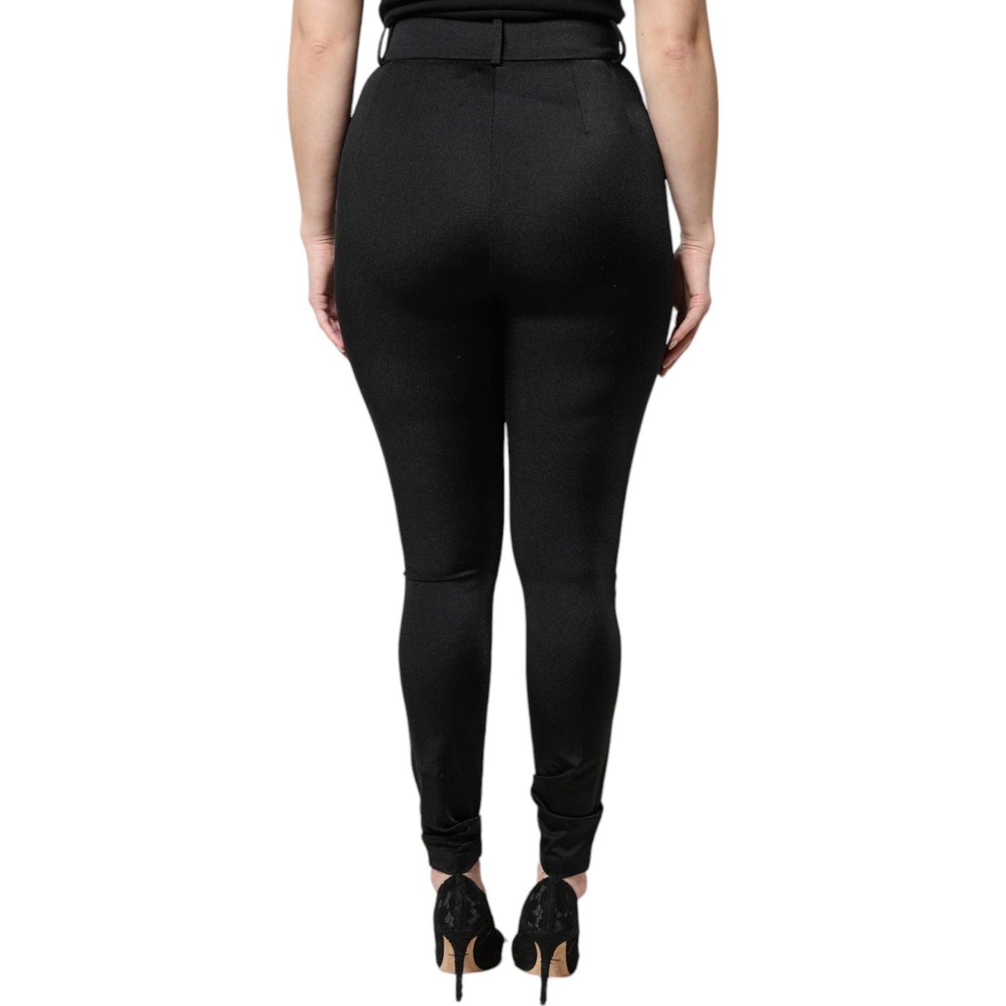 Dolce & Gabbana Black Nylon High Waist Slim Fit Pants
