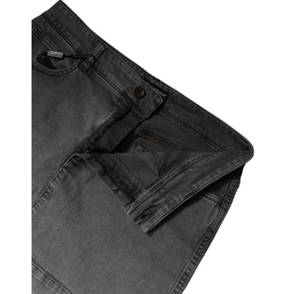 Dolce & Gabbana Gray Cotton Stretch Mid Waist Denim Mini Skirt
