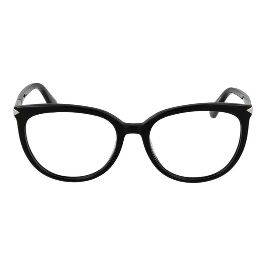 Guess Black Women Glasses Frame in full-rim round style with plastic black frame and demo lenses.