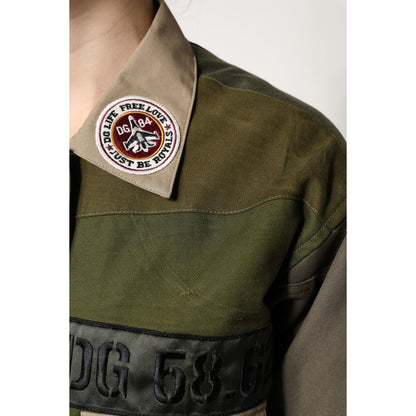 Dolce & Gabbana Military Green Cotton Button Down Jacket