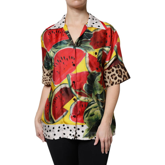 Dolce & Gabbana Multicolor Watermelon Collared Shirt Top TSH90092-38