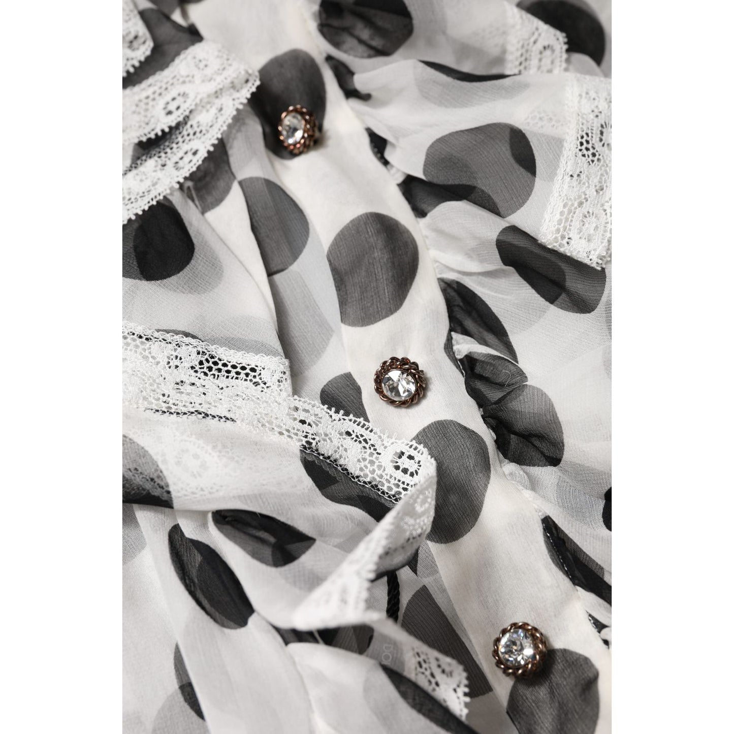 Dolce & Gabbana White Black Polka Dot Cotton Sleeveless Top