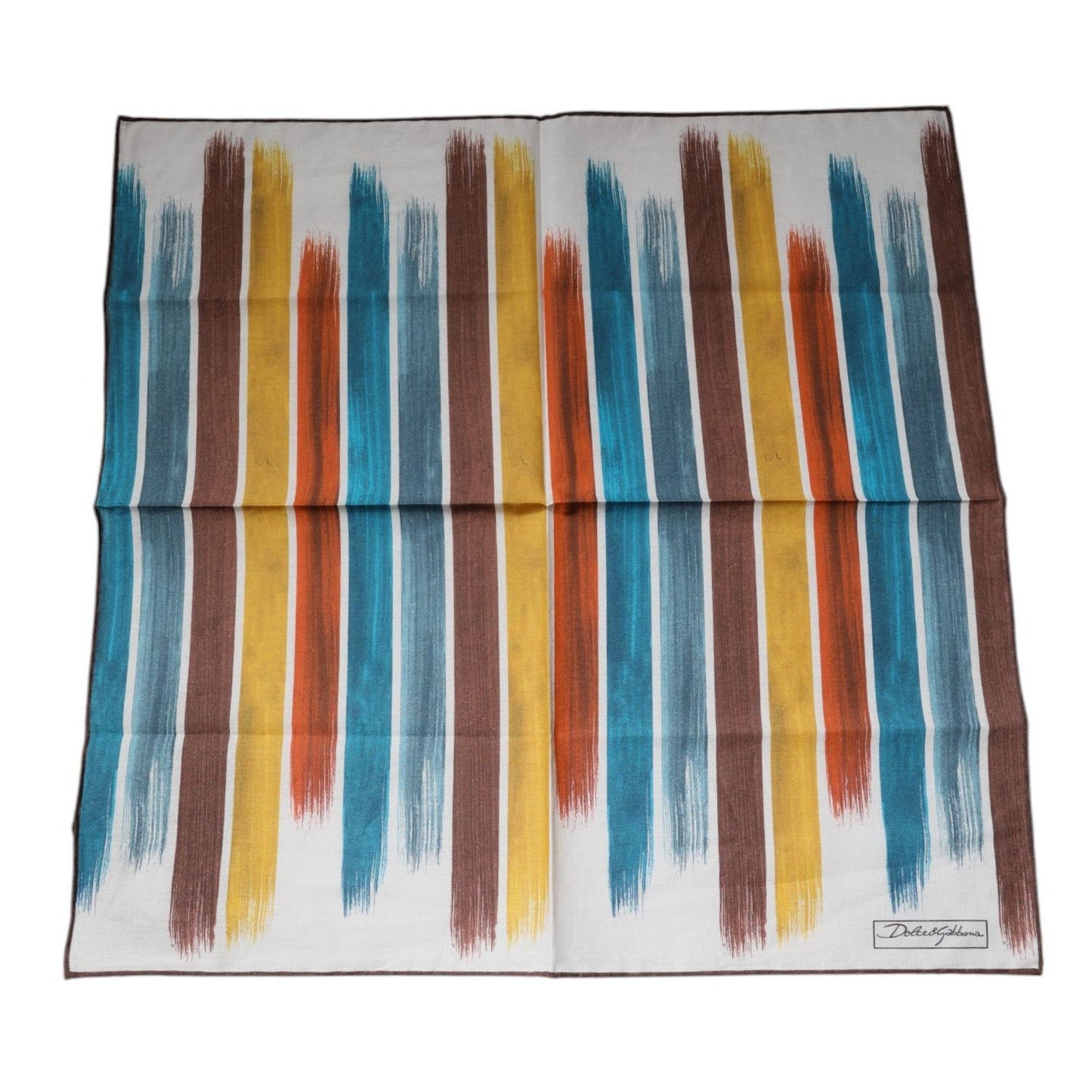 Dolce & Gabbana Multicolor Stripes Cotton Square Foulard Scarf MS7198