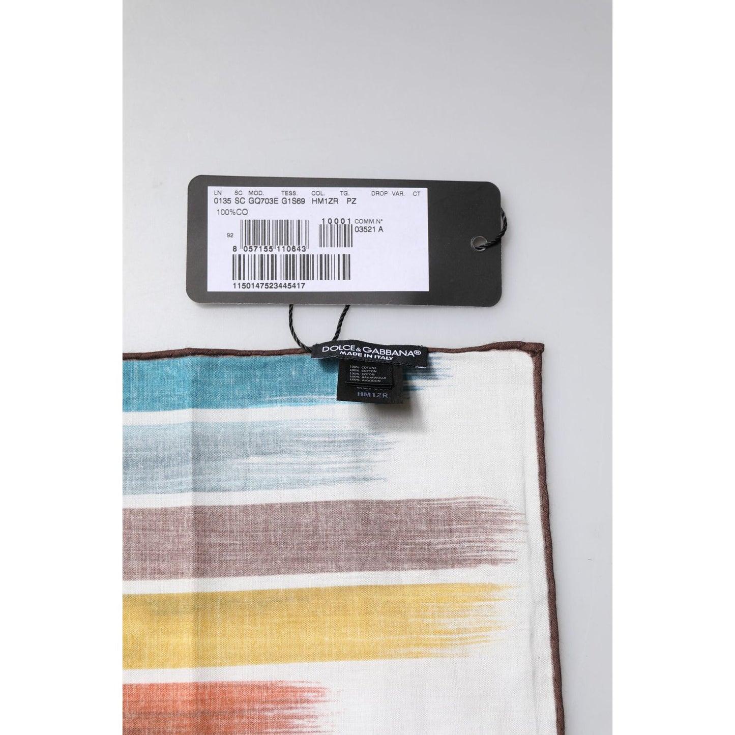 Dolce & Gabbana Multicolor Stripes Cotton Square Foulard Scarf MS7198