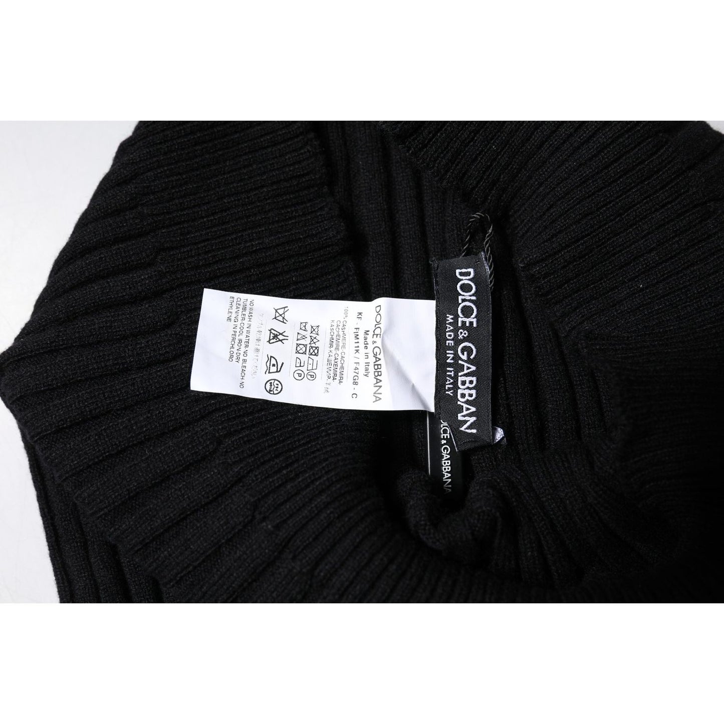 Dolce & Gabbana Black Cashmere Knitted Neck Warmer Foulard Scarf MS7363