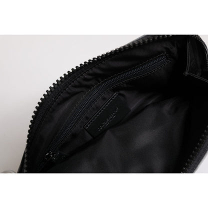 Dolce & Gabbana Black Gray Camouflage Logo Plaque Keyring Pouch Bag