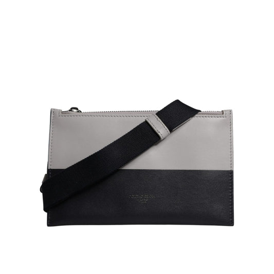 Dolce & Gabbana Black White Leather Logo Embossed Crossbody Bag BAG4290