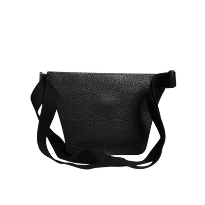 Dolce & Gabbana Black Calfskin Logo Plaque Belt Waist Men Fanny Pack Bag