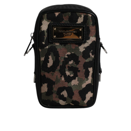 Dolce & Gabbana Multicolor Leopard Jacquard Logo Plaque Neck Strap Bag BAG4301