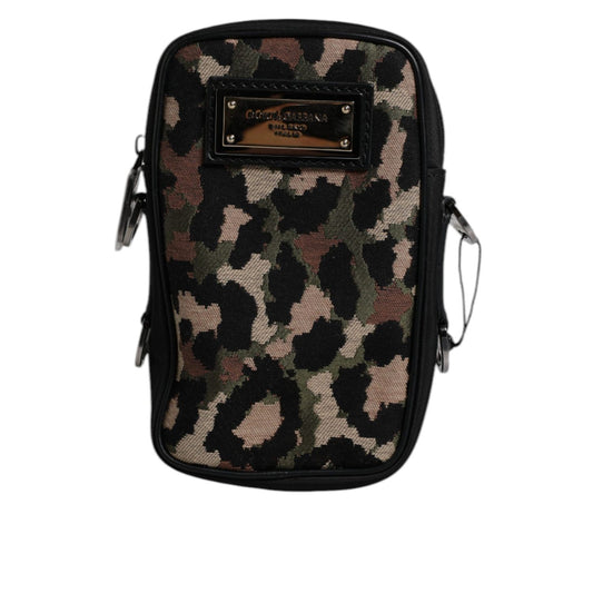 Dolce & Gabbana Multicolor Leopard Jacquard Logo Plaque Neck Strap Bag BAG4302