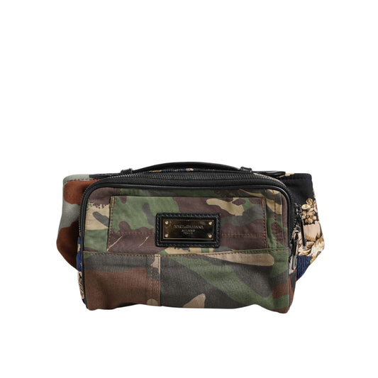 Dolce & Gabbana Multicolor Camouflage Patchwork Logo Waist Fanny Pack Bag BAG4310