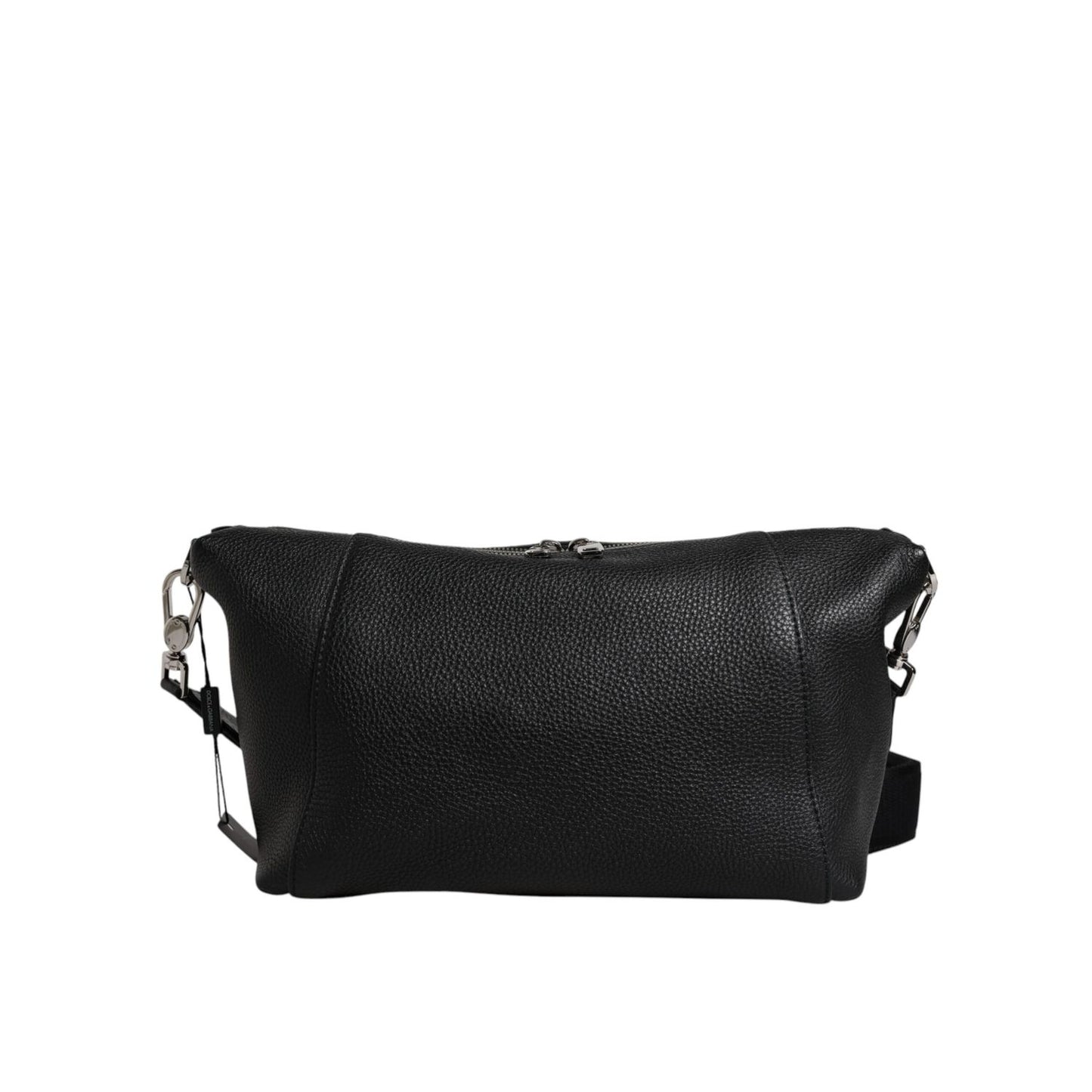 Dolce & Gabbana Black Leather Logo Plaque Shoulder Crossbody Bag