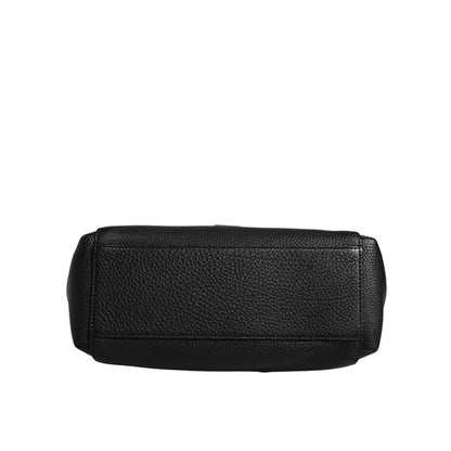 Dolce & Gabbana Black Leather Logo Plaque Shoulder Crossbody Bag