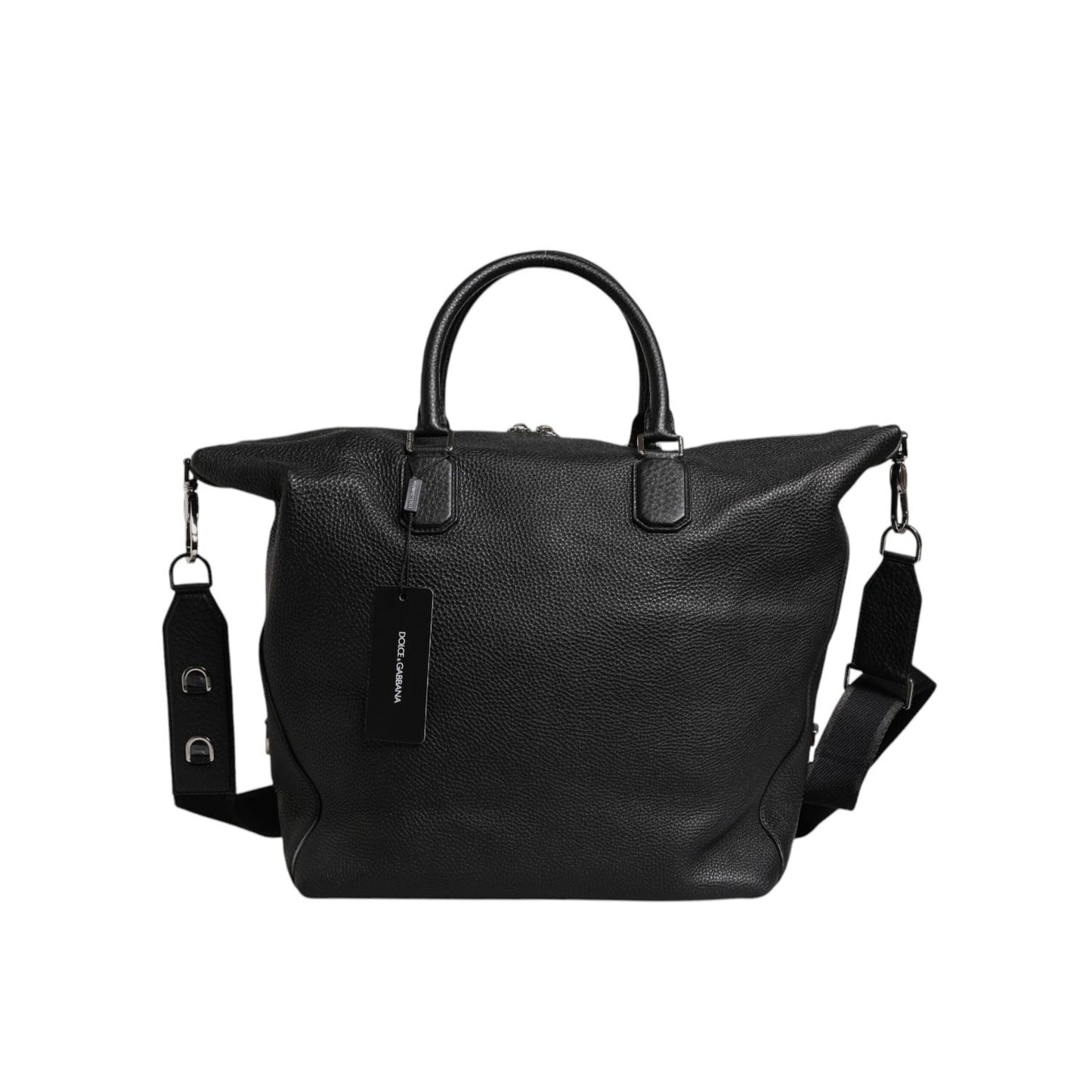 Dolce & Gabbana Black Calfskin Leather Hand Shoulder Duffle Bag