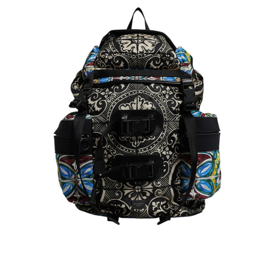Dolce & Gabbana Multicolor Maiolica Print Nylon Backpack Bag BAG4348