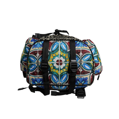 Dolce & Gabbana Multicolor Maiolica Print Nylon Backpack Bag
