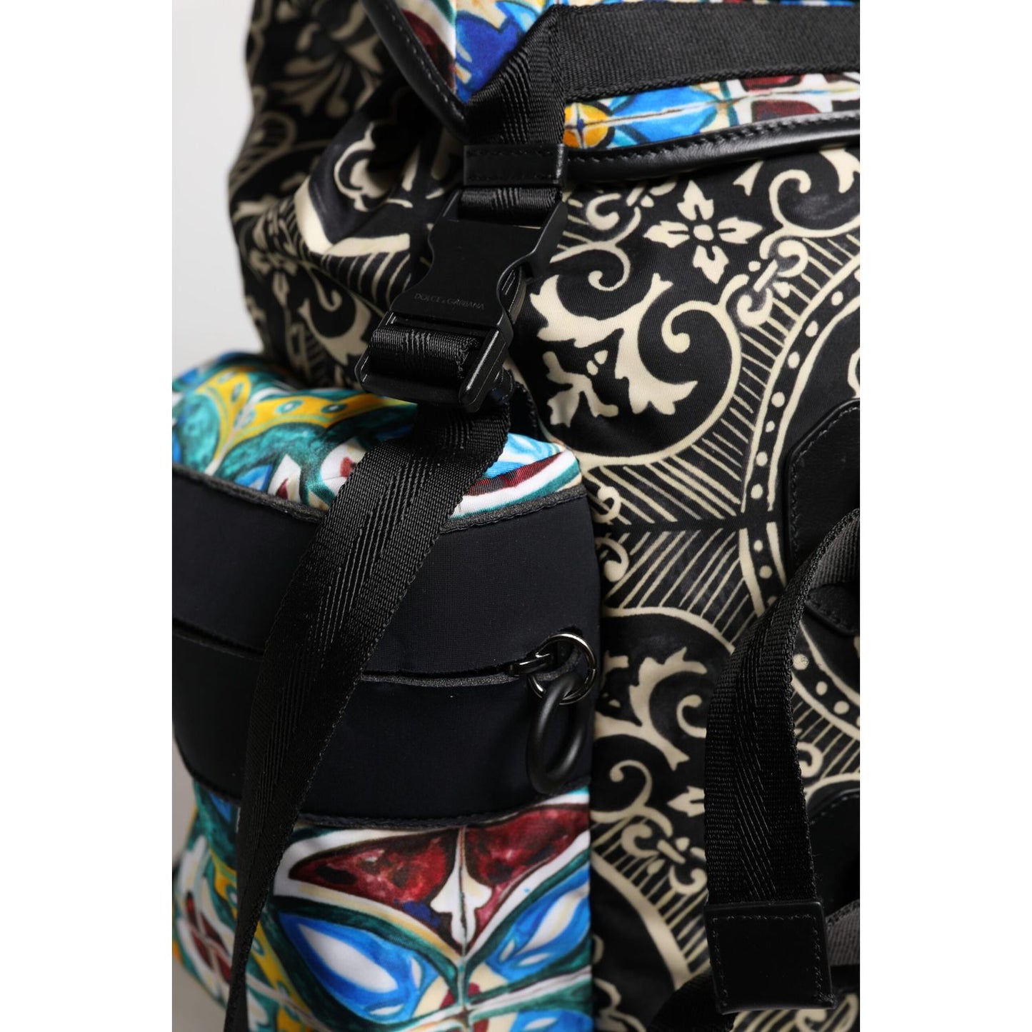 Dolce & Gabbana Multicolor Maiolica Print Nylon Backpack Bag