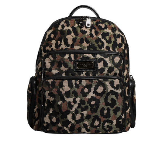 Dolce & Gabbana Multicolor Leopard Print DG Logo Plaque Men Backpack Bag BAG4349