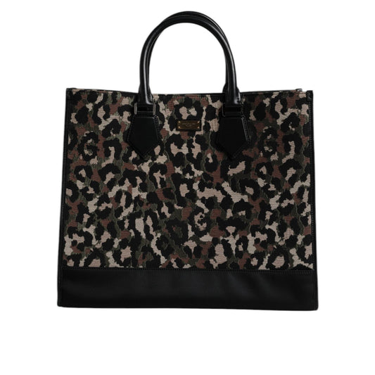 Dolce & Gabbana Multicolor Leopard Shopping Tote Shoulder Bag BAG4370