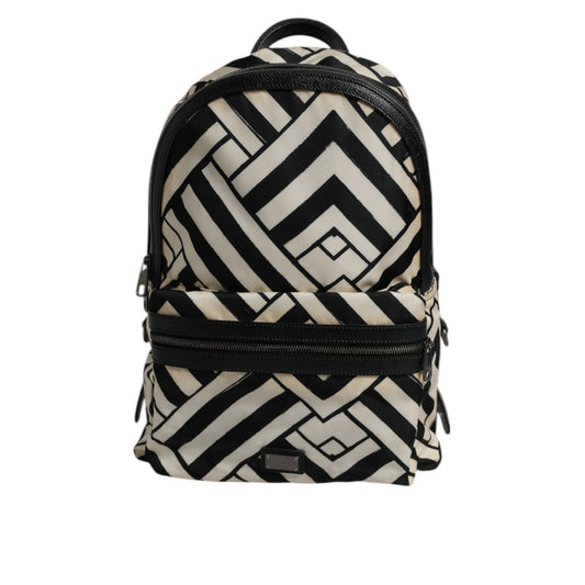 Dolce & Gabbana Black White Nylon Leather Travel Back Pack Bag BAG4374