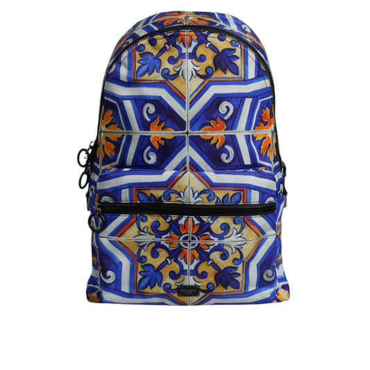 Dolce & Gabbana Multicolor Majolica Print Nylon Travel Backpack Bag BAG4380