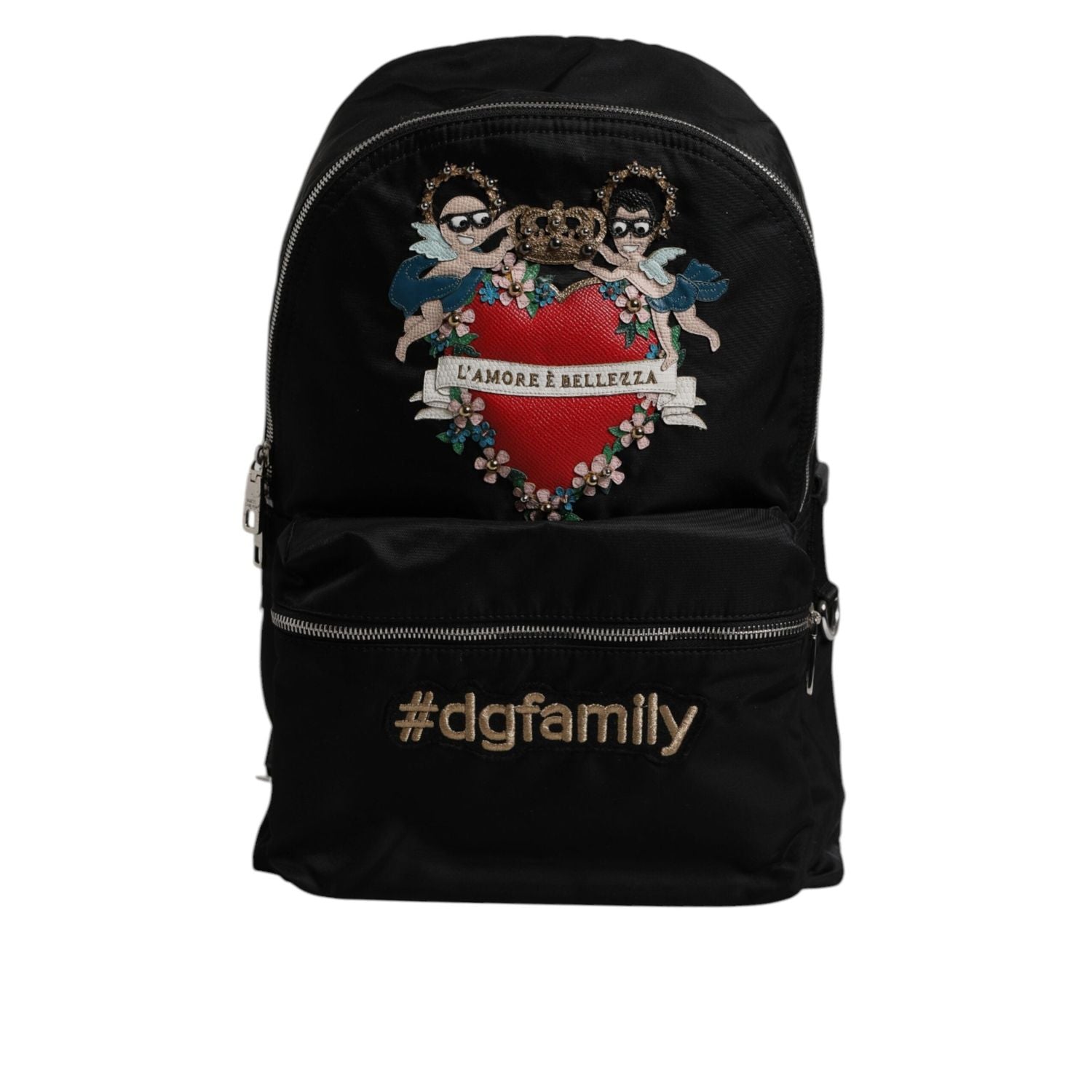 Front view with bag zipped and handles upright.