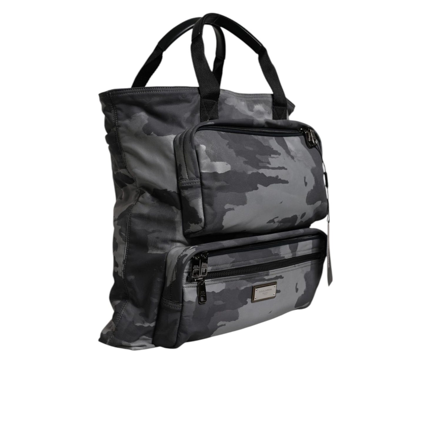 Dolce & Gabbana Black Camouflage Shoulder Strap Logo Plaque Bag