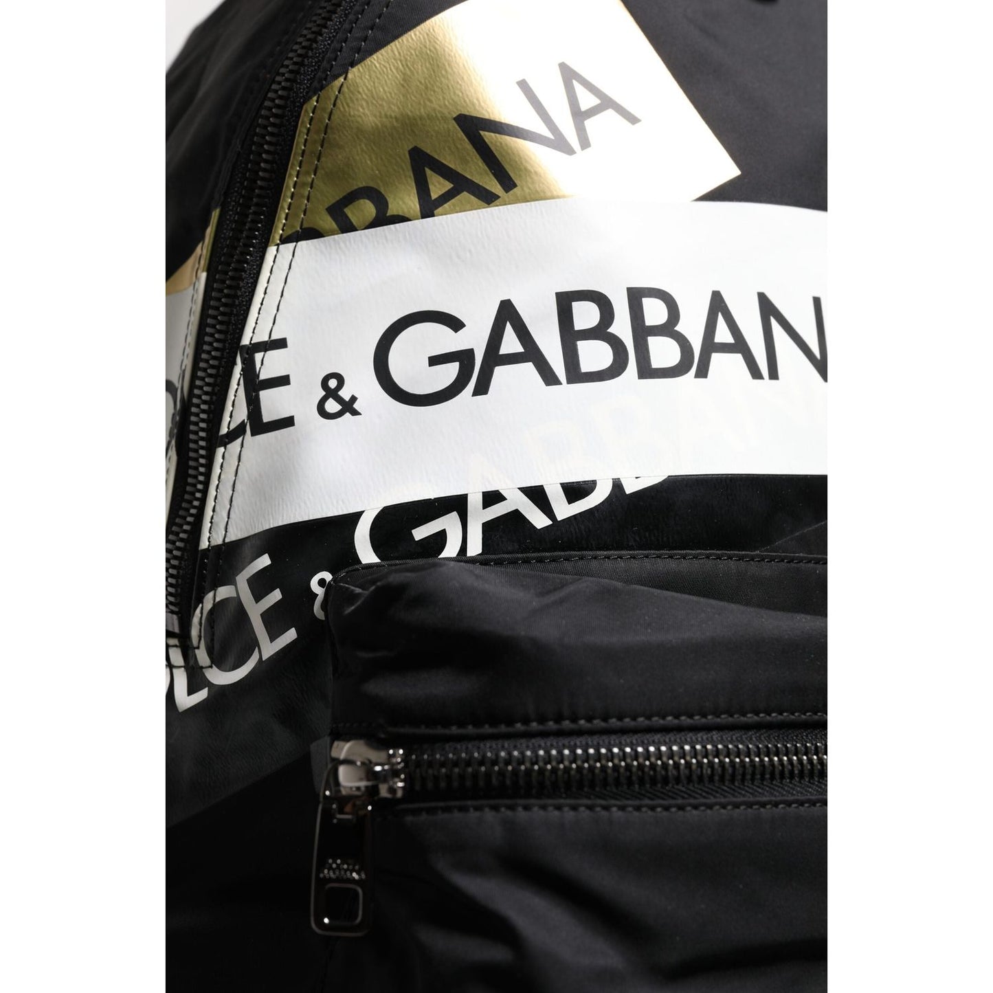 Dolce & Gabbana Black Logo Tape Polyamide School Travel Backpack Bag
